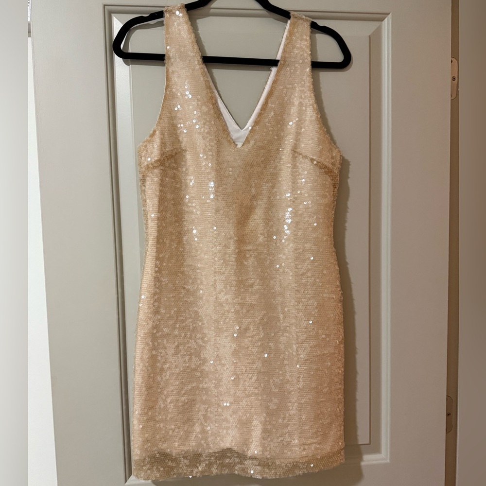 A New Day Cream V-Neck Sequin Dress